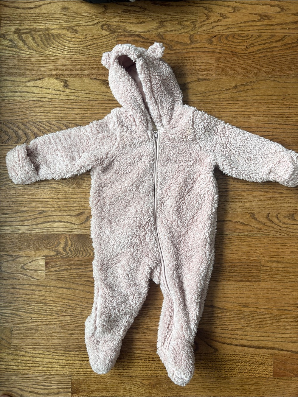 GAP Soft Light Pink Teddy Hooded One-Piece